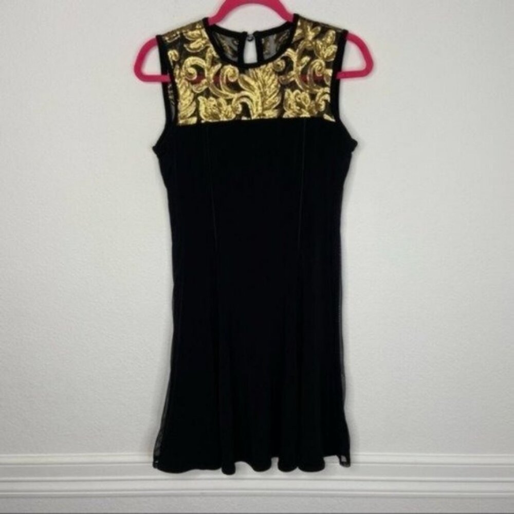 Eva Varro Black & Gold Sequin Mini Dress Size XS